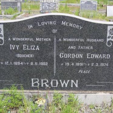 BROWN Gordon Edward 1891-1974 &amp; Ivy Eliza  BOUCHER 1894-1982