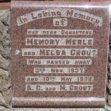 CROUT Memory Merle -1937 &amp; CROUT Melba -1938