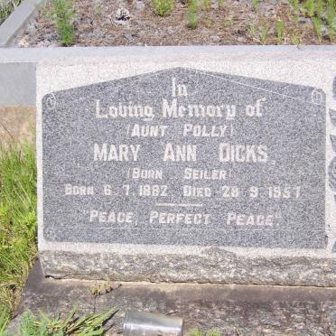 DICKS Mary Ann nee SEILER 1882-1957