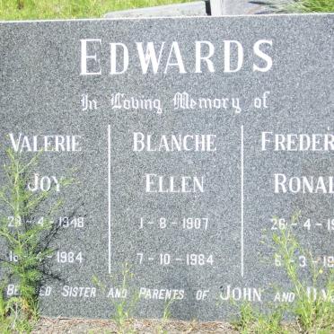 EDWARDS Frederick Ronald 1905-1979 &amp; Blanche Ellen 1907-1984 :: EDWARD Valerie Joy 1948-1984