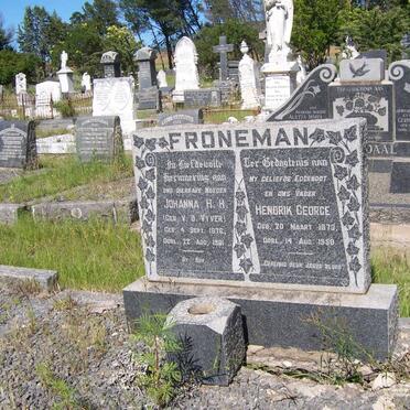 FRONEMAN Hendrik George 1873-1950 &amp; Johanna H.H. v.d. VYVER 1876-1981