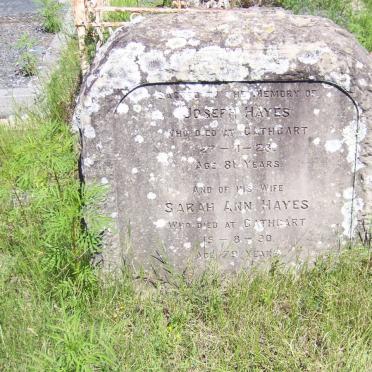 HAYES Joseph -1923 &amp; Sarah Ann -1930