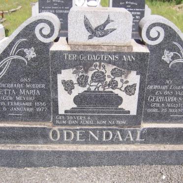 ODENDAAL Gerhardus Hendrik 1884-1958 &amp; Aletta Maria MEYER 1886-1977