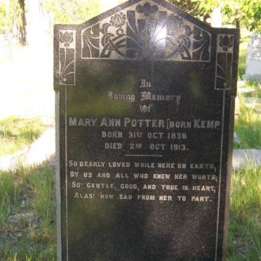 POTTER Mary Ann nee KEMP 1838-1913