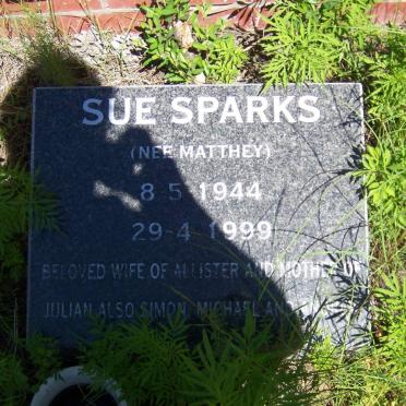 SPARKS Sue nee MATTHEY 1944-1999