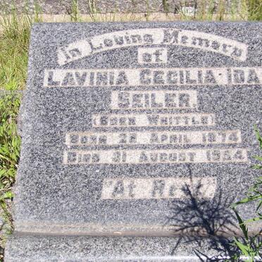 SEILER Lavinia Cecilia Ida nee WHITTLE 1874-1954