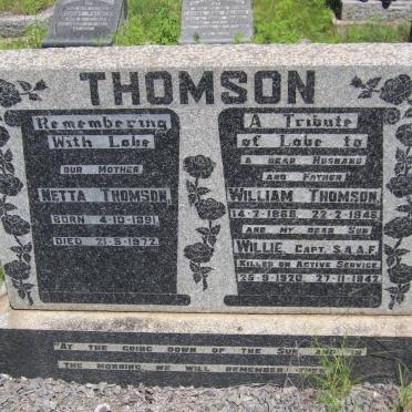 THOMSON William 1868-1946 &amp; Netta 1891-1972 :: THOMSON Willie 1920-1942
