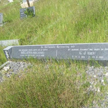 VYVER G.J., van de 1915-1981 &amp; Melana COETZER 1918-2008
