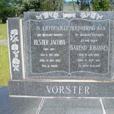 VORSTER Barend Johannes 1886-1951 &amp; Hester Jacoba DRY 1888-1965