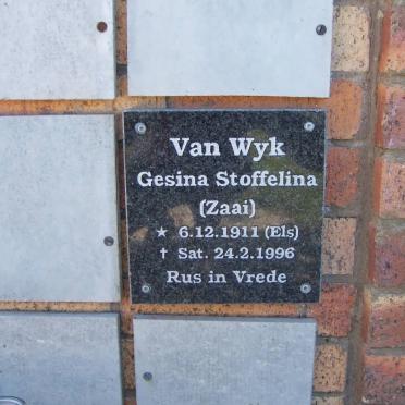 WYK Gesina Stoffelina, van nee ELS 1911-1996