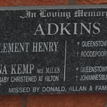 ADKINS Clement Henry 1904-1975 &amp; Una Kemp MILES 1904-1998