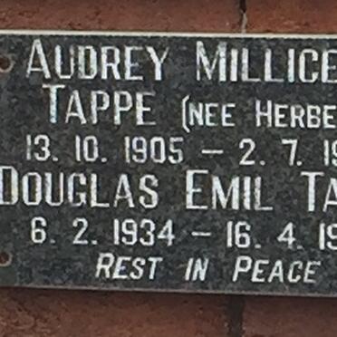 TAPPE Douglas Emil 1934-1986 &amp; Audrey Millicent HERBERT 1905-1992