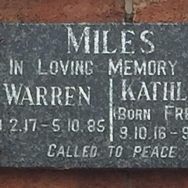 MILES Warren 1917-1985 &amp; Kathleen FREEMAN 1916-1988