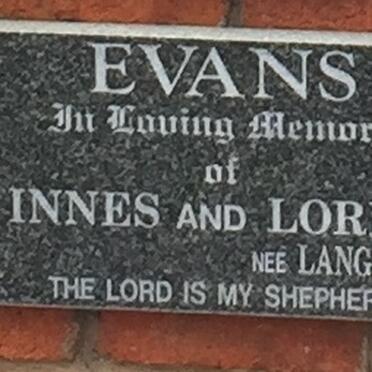 EVANS Lewis Innes  &amp; Lorna Grace LANGFIELD
