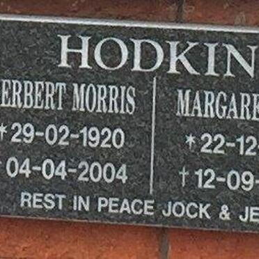 HODKIN Herbert Morris 1920-2004 &amp; Margaret Jean 1924-2006