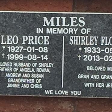 MILES Leo Price 1927-1999 &amp; Shirley Florence  1933-2013