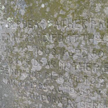 REINHARDT Frederick -1903 &amp; Elizabeth -1909