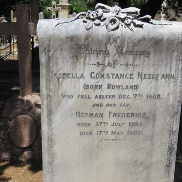 NESEMANN Isabella Constance nee ROWLAND -1902 :: NESEMANN Herman Frederick 1886-1889