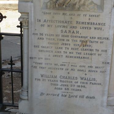 WALLIS William Charles -1898 &amp; Sarah