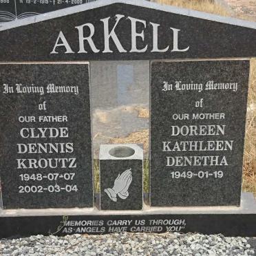 ARKELL Clyde Dennis Kroutz 1948-2002 &amp; Doreen Kathleen Denetha 1949-