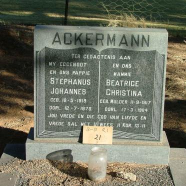 ACKERMANN Stephanus Johannes 1919-1978 &amp; Beatrice Christina MULDER 1917-1984