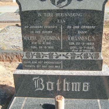 BOTHMA Johannes C.S. 1893-1958 &amp; Maria Jacomina ELS ?-1955