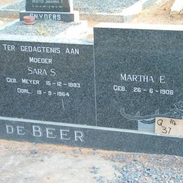 BEER Martha E., de 1906-