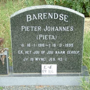 BARENDSE Pieter Johannes 1916-1995