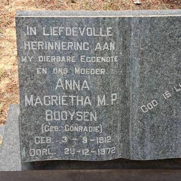BOOYSEN Johannes Frederick 1910-1984 &amp; Anna Magrietha M.P. CONRADIE 1912-1972