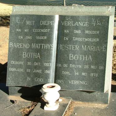 BOTHA Barend Matthys 1907-1967 &amp; Ester Maria E. DE BRUYN 1911-1973