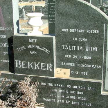 BEKKER Petrus Jacobus 1917-1969 &amp; Talitha Kumi 1920-1996 