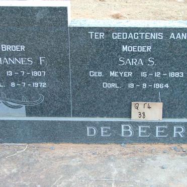 BEER Johannes F., de 1907-1972 :: DE BEER Sara S. nee MEYER 1883-1964 :: DE BEER Martha E. 1906-