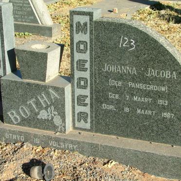 BOTHA Theunis Jacobus Petrus 1903-1966 &amp; Johanna Jacoba PANSEGROUW 1913-1967 