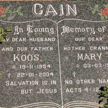 CAIN Koos 1954-2004 &amp; Mary 1955-