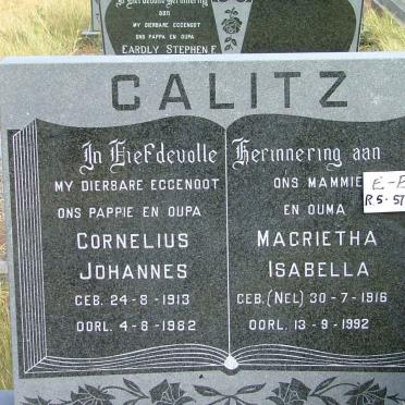 CALITZ Cornelius Johannes 1913-1982 &amp; Magrietha Isabella NEL 1916-1992