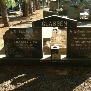 CLASSEN John Christoffel 1917-1967 &amp; Anna Johanna MOSTERT 1919-1979