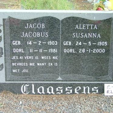CLAASENS Jacob Jacobus 1903-1981 &amp; Aletta Susanna 1905-2000