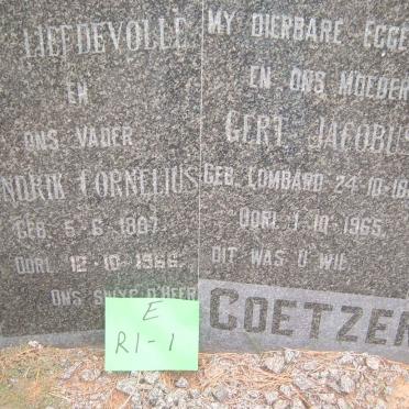 COETZER Hendrik Cornelius 1887-1966 &amp; Gert Jacobus LOMBARD 1889-1965