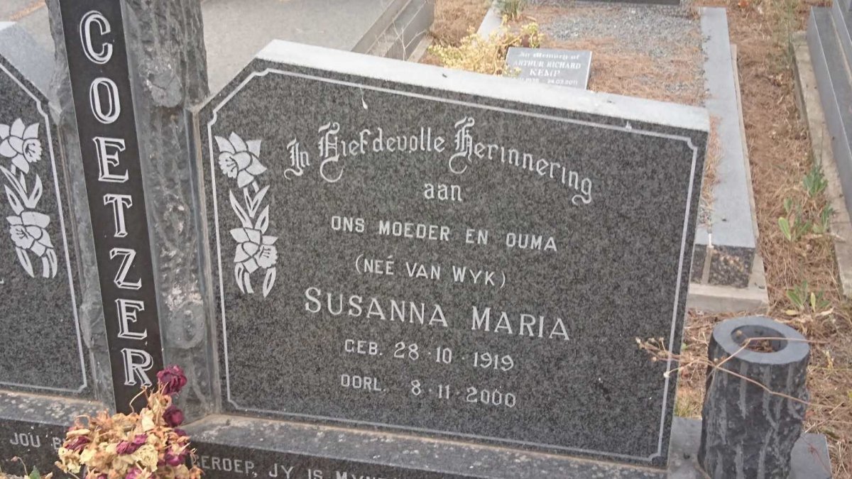 COETZER Marthinus Wessel 1914-1994 &amp; Susanna Maria VAN WYK 1919-2000