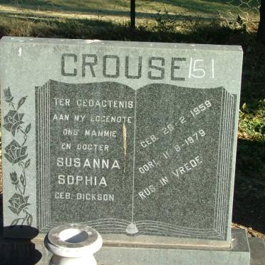 CROUSE Susanna Sophia nee DICKSON 1959-1979