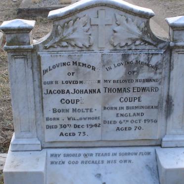 COUPE Thomas Edward -1936 &amp; Jacoba Johanna NOLTE -1942
