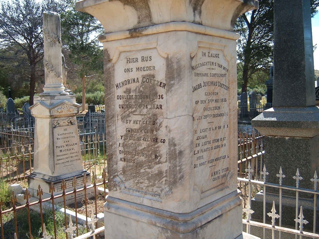 COETZER Jacob Jeremias 1855-1917 &amp; Hendrina -1936