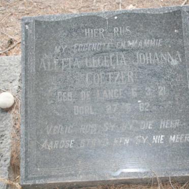 COETZER Aletta Cecelia Johanna nee DE LANGE 1921-1962