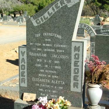 CILLIERS Abraham Jacobus 1921-1969 &amp;  &amp; Elizabeth Aletta LOTTER 1918-1987