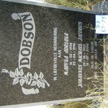 DOBSON Johannes Michael Jacobus 1922-2000 &amp; Maryna Adriana 1928-1996