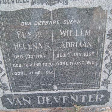 DEVENTER Willem Adriaan, van 1869-1918 &amp; Elsje Helena BOTHA 1873-1955