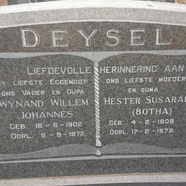 DEYSEL Wynand Willem Johannes 1902-1972 &amp; Hester Susarah BOTHA 1909-1978