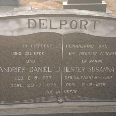 DELPORT Andries Daniël J. 1907-1978 &amp; Hester Susanna J. OLIVIER 1911-1976