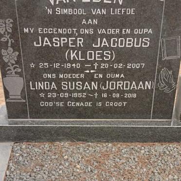 EDEN Jasper Jacobus, van 1940-2007 &amp; Linda Susan JORDAAN 1952-2018