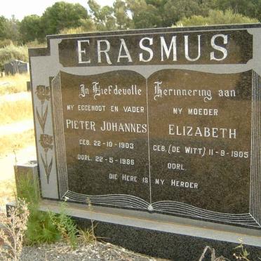 ERASMUS Pieter Johannes 1903-1986 &amp; Elizabeth DE WITT 1905-